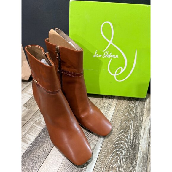 Sam Edelman Womens Florah Croc-Embossed Leather Heeled Boots Size 11M Brown - Picture 7 of 10